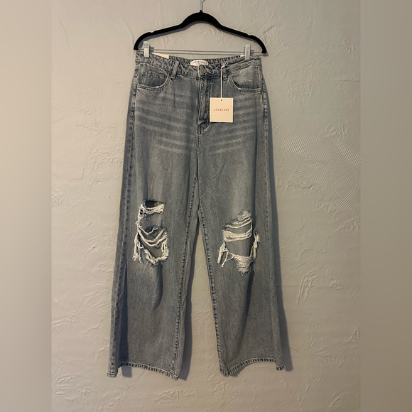 Lovervet • High Rise Barrel Leg Jeans - Striped main image 0